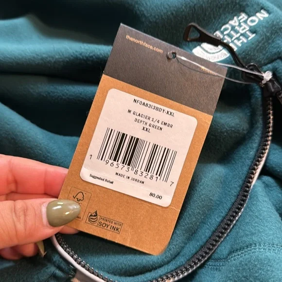 NWT The North Face Glacier Fleece Sweater 1/4 Zip in Green